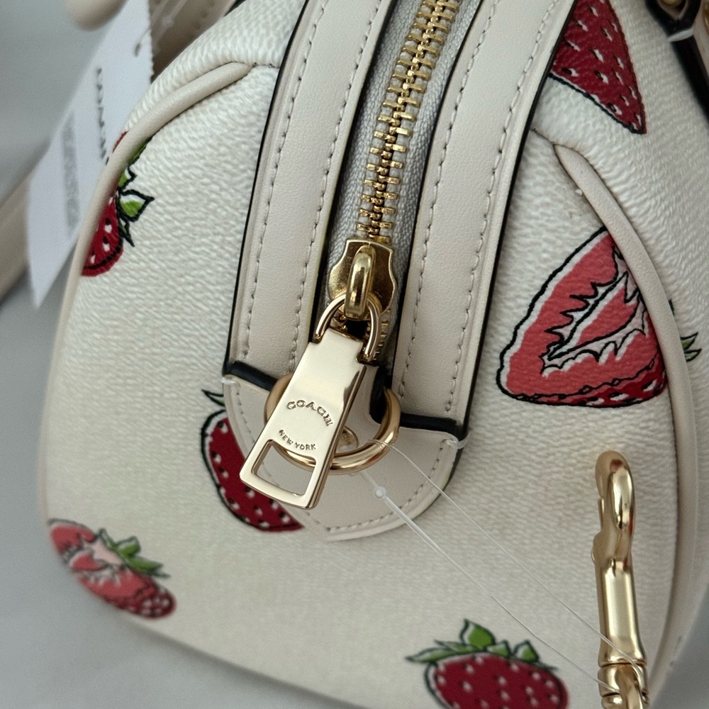 Coach Rowan Satchel Bag With Strawberry Print CAL63 - Picture 8 of 11
